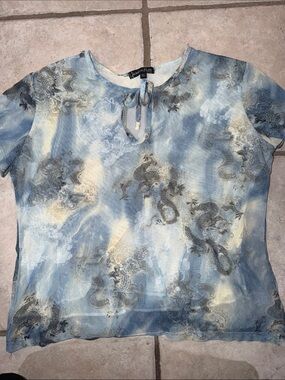 Y2K Jessica Max brand blouse featuring a dragon graphic print